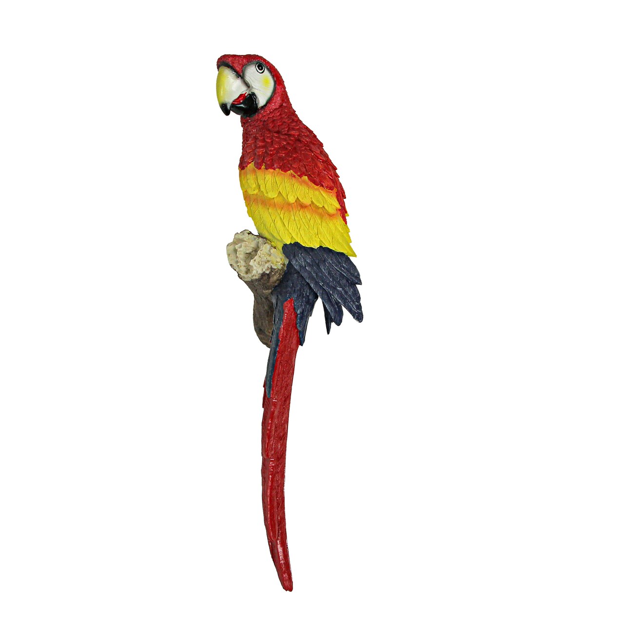 18 Inch Resin Scarlet Macaw Parrot Wall Sculpture Tropical Bird Home Decor Art